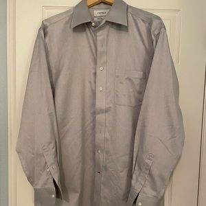 Cremieux 100% Pima Cotton, 16 1/2 / 35 Grey Herringbone Dress Shirt